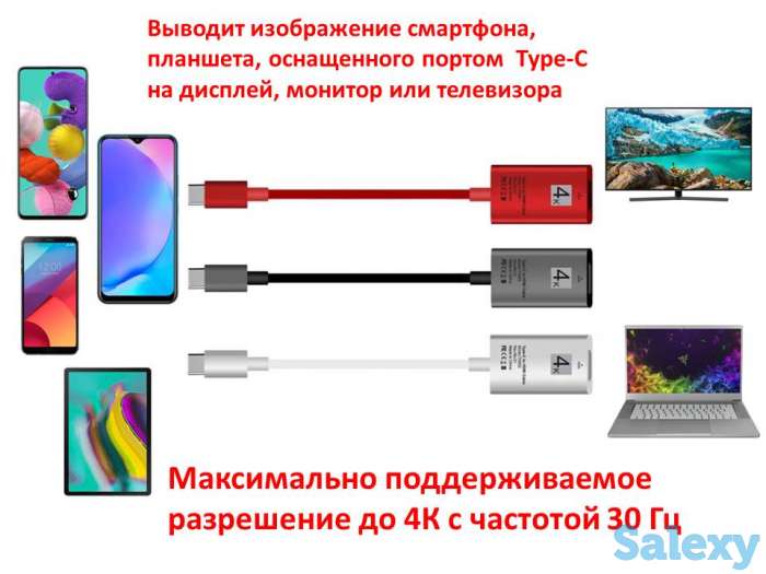 Продам адаптер/переходник с Type-C на HDMI для смартфонов и планшетов с поддержкой функции Display Port, фотография 1