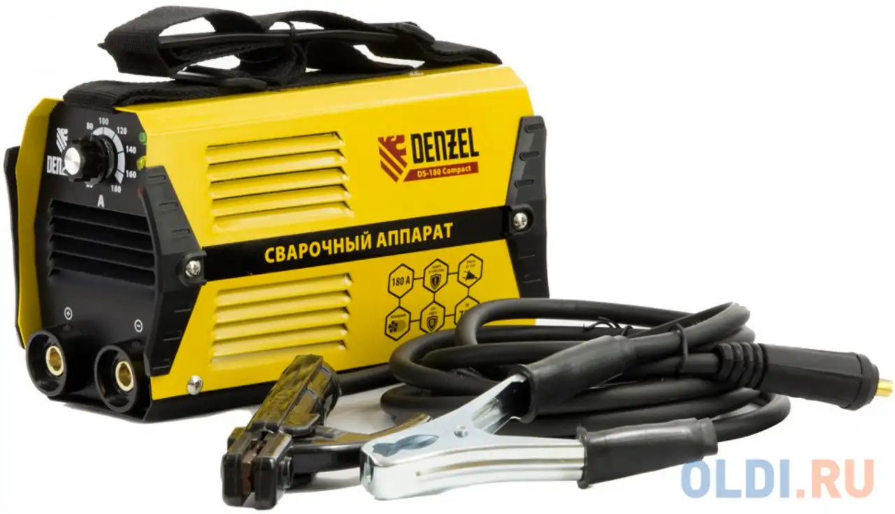Сварочный аппарат denzel ds-180 compact 94372  инвертор. дуговой сварки 180а, фотография 1