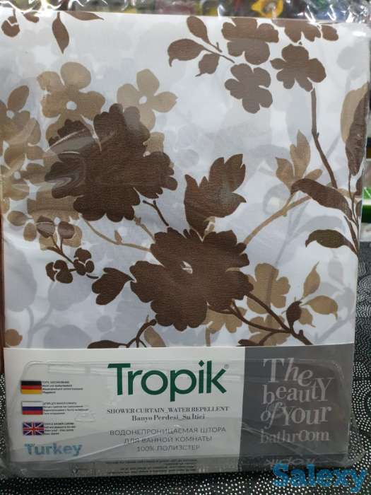 Шторка для ванны, турецкая, с природой и листьями, фотография 2