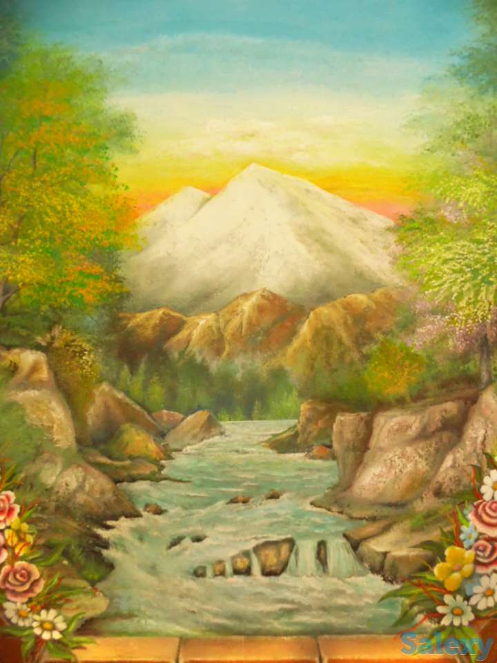 Художественная раскраска и роспись стен. Фальш : окно , камин., фотография 1