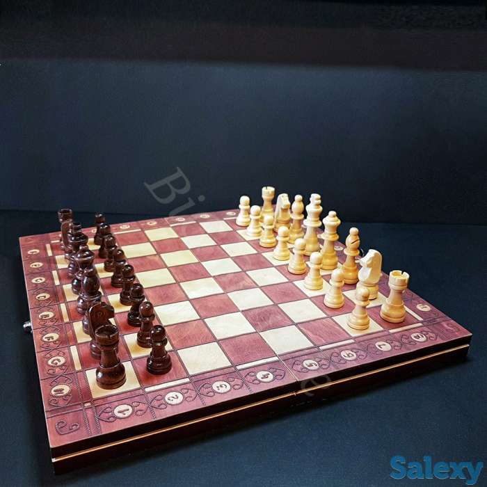 Деревянный набор игр 3 в 1  Шашки Шахматы Нарды., фотография 3