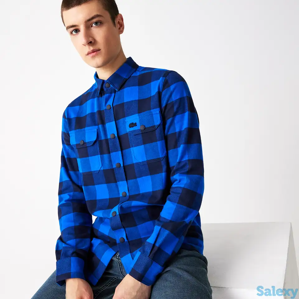 Мужская клетчатая рубашка lacoste slim fit, фотография 1