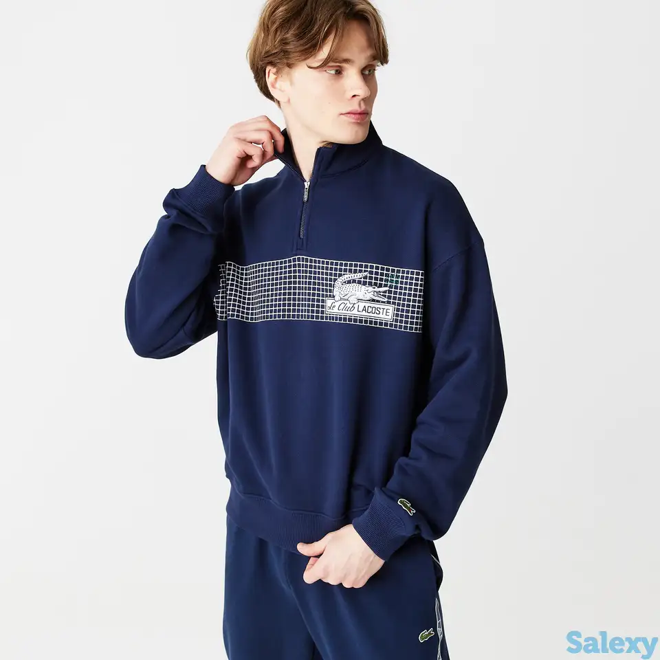 Мужская толстовка lacoste с воротником на молнии из хлопка loose fit, фотография 1