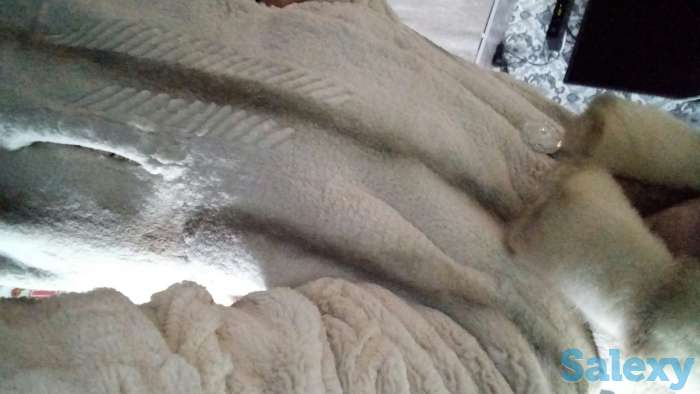 шуба бобер, белая 48-50 размер, теплая, капюшон норка, фотография 2