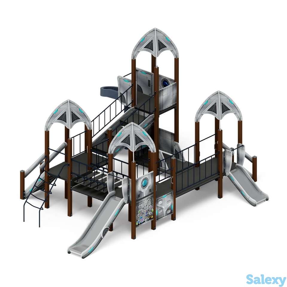 Детский игровой комплекс «космопорт (серый) (винтовой скат)» дик 2.14.02-01 н=750, н=1200, н=2000, фотография 1
