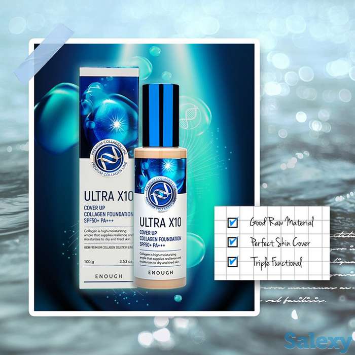 Тональный крем enough ultra x10 cover up collagen foundation, цвет #13 light beige | светлый бежевый, фотография 3