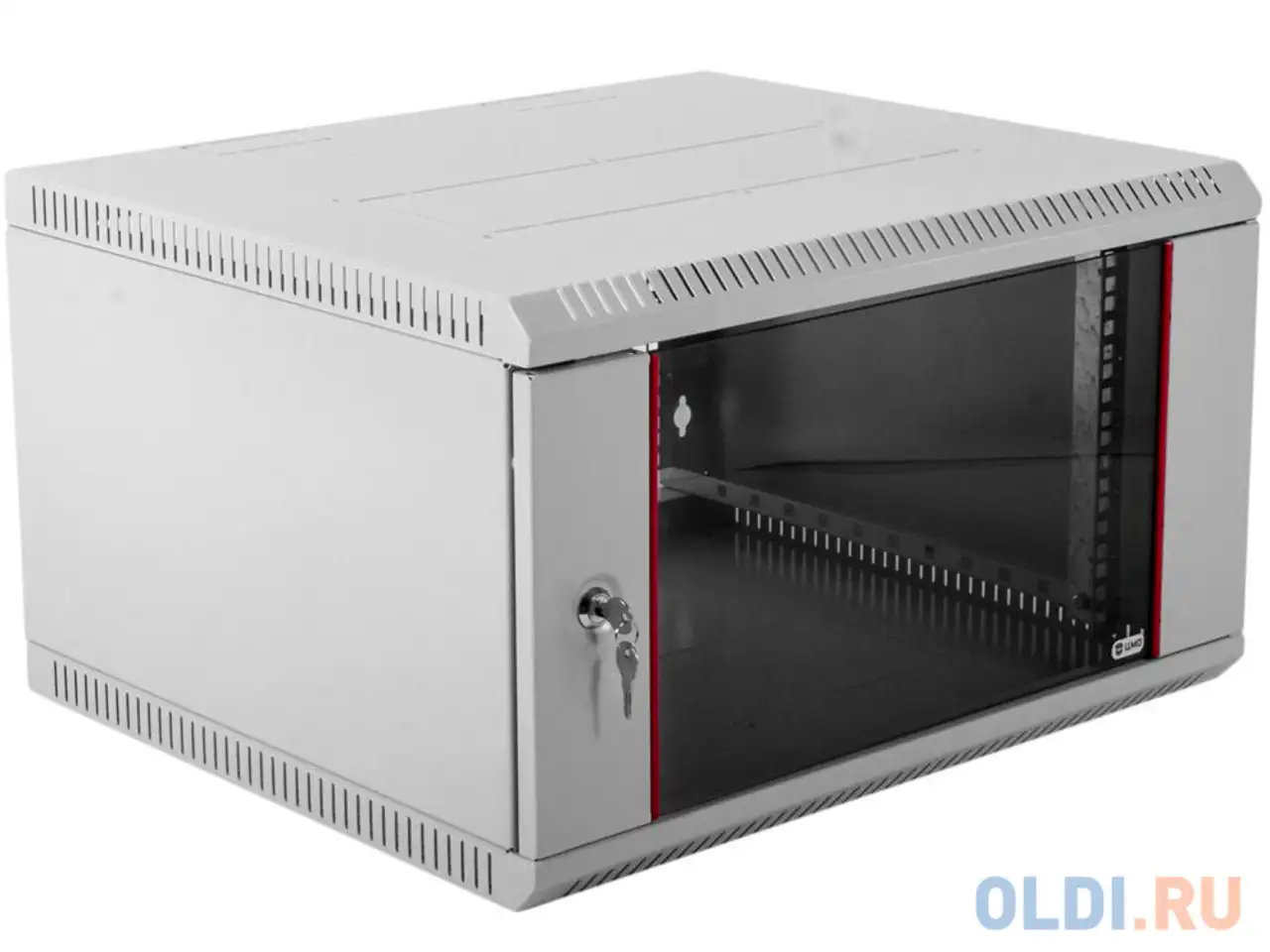 Шкаф настенный разборный 9u цмо шрн-э-9.500 600х520mm дверь стекло серый, фотография 1