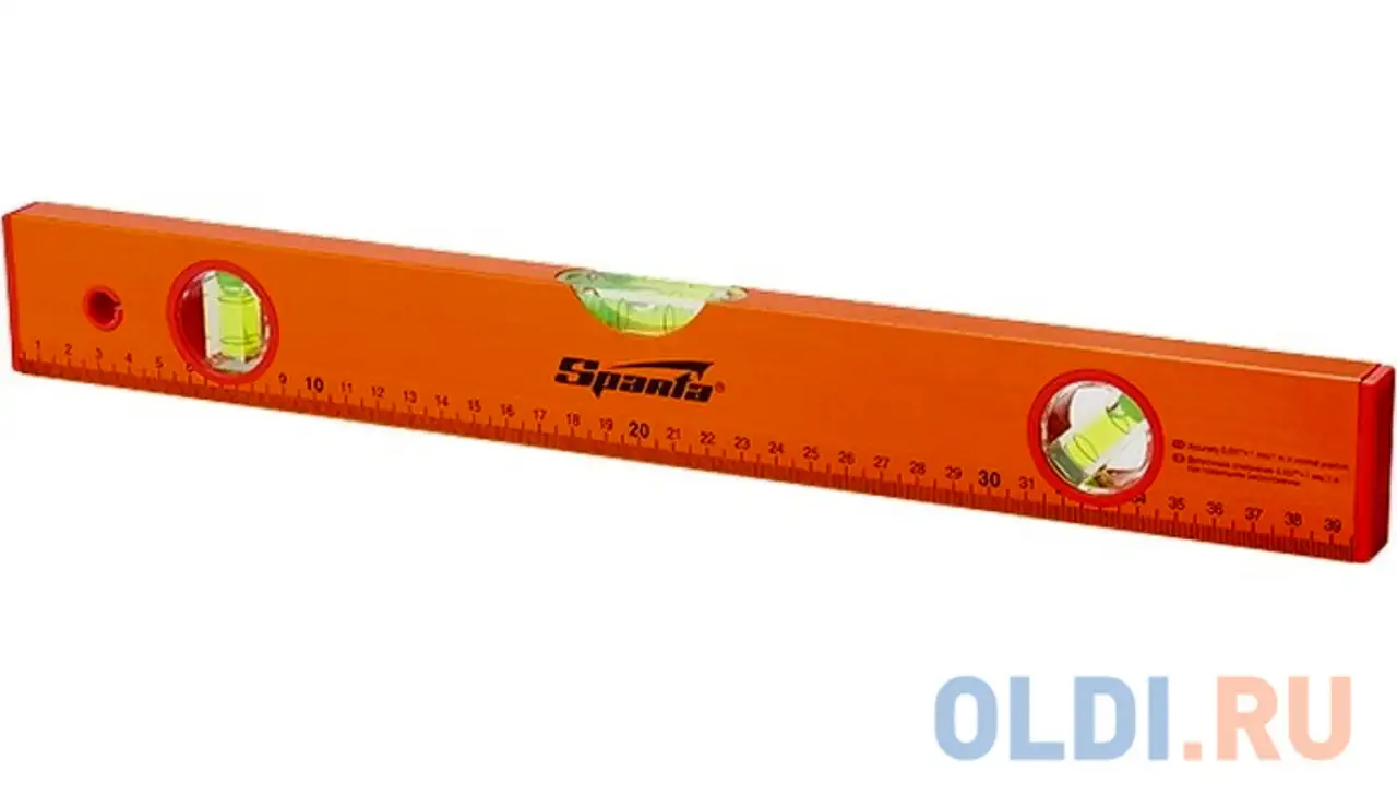 Уровень алюминиевый, 1500 мм, 3 глазка, желтый, линейка// sparta, фотография 1