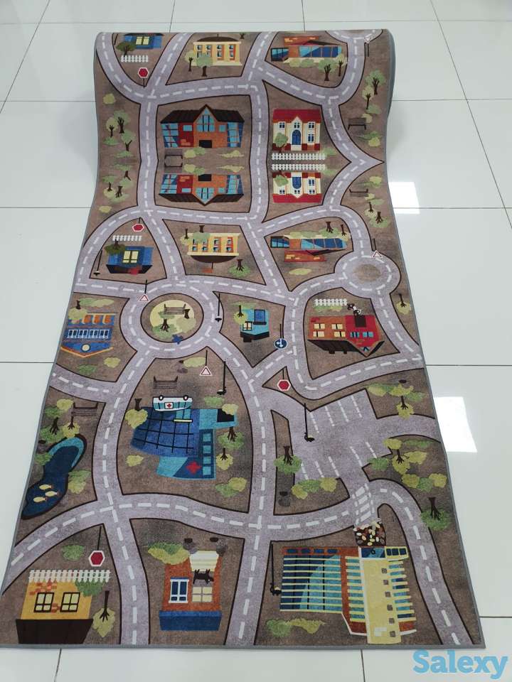 Детская ковровая дорожка с машинками и домами, ковер, коврик 100 см и 140 см, фотография 5