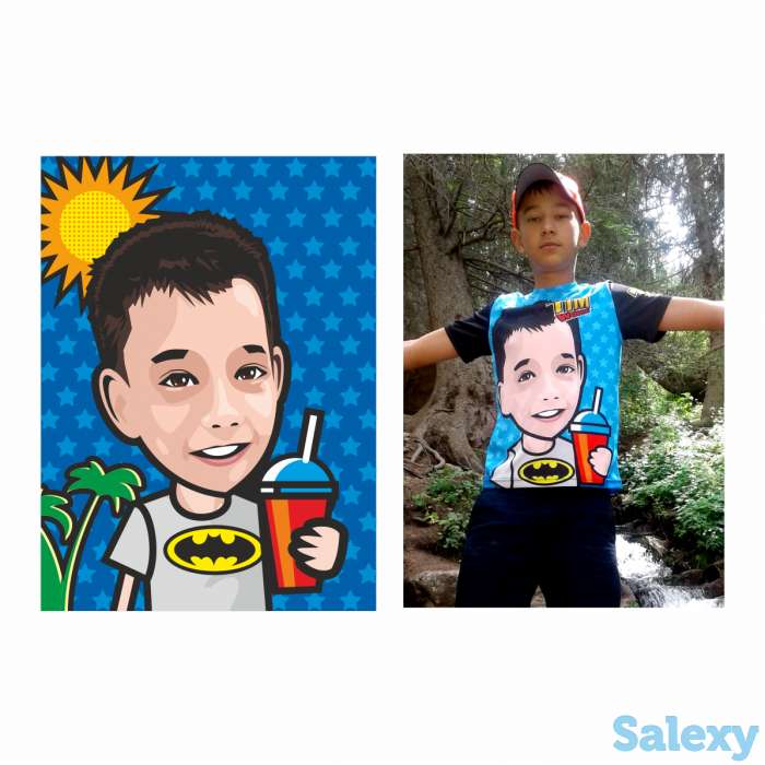 Портреты в мультяшном стиле на футболках, кружках, на пряниках и тортах, фотография 1