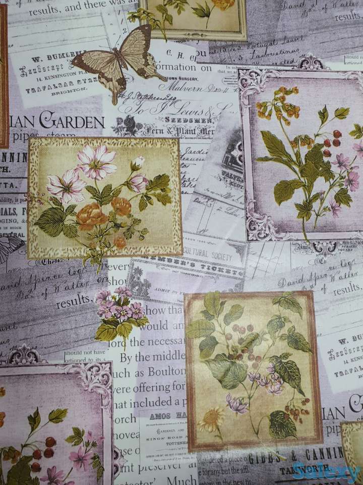 Сиреневая скатерть клеенка в стиле винтаж поле бабочки, качество, фотография 3