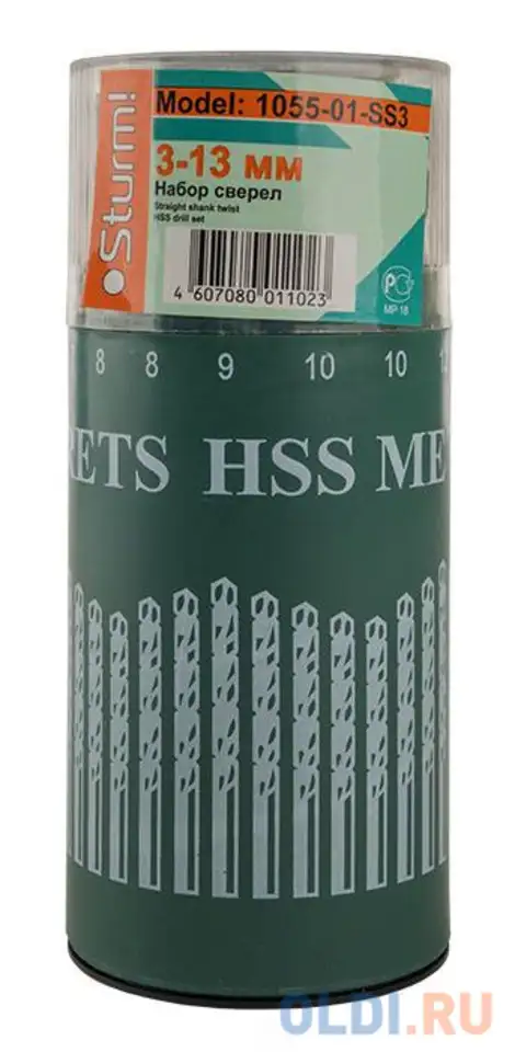 Набор сверл sturm! 1055-01-ss3  по металлу 1-13мм в стакане 16шт., фотография 1