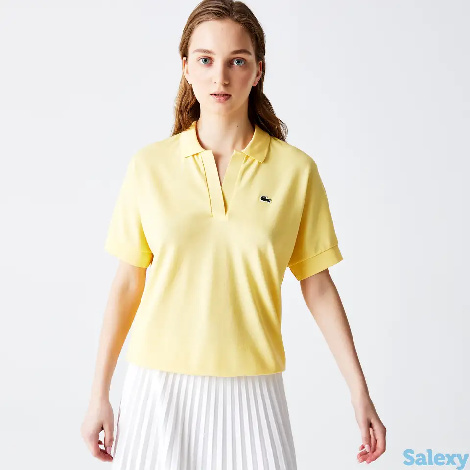 Женское поло lacoste  flowy pique loose fit, фотография 1