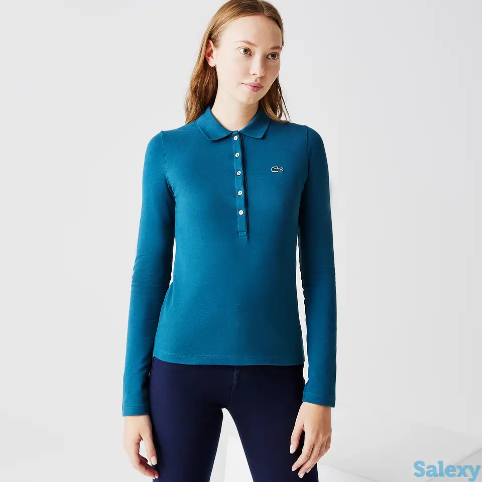 Женское облегающее поло lacoste с длинным рукавом, фотография 1