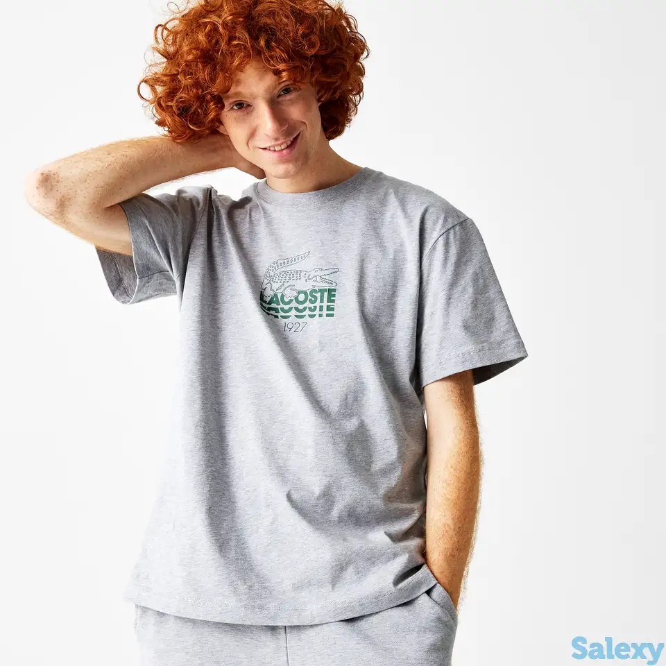 Мужская хлопковая футболка lacoste с круглым вырезом, фотография 1