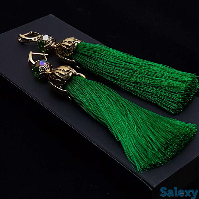 Серьги-кисти wizard brush - emerald, фотография 1