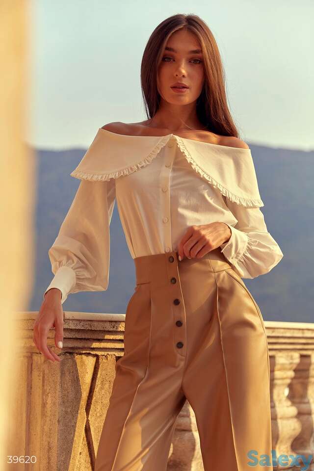 Хлопковая блуза с открытыми плечами, фотография 1