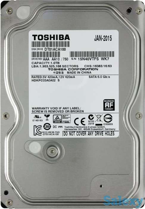 Продам жесткий диск HDD TOSHIBA 1Тб DT01ACA100, фотография 1