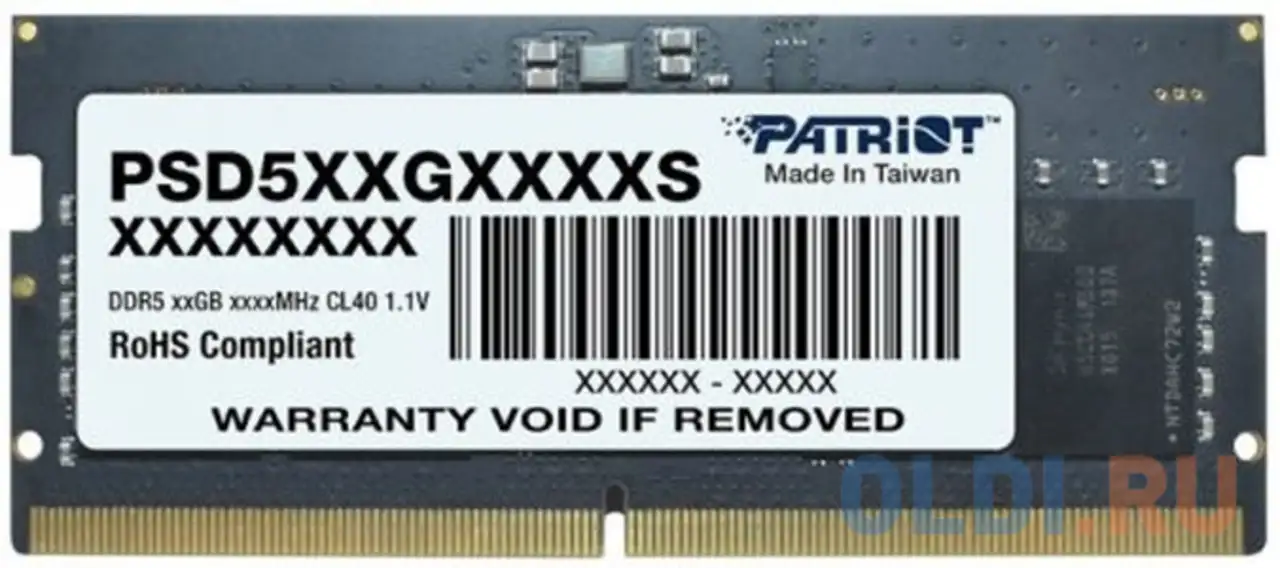 Память so-dimm ddr 5 dimm 8gb 5600mhz, patriot signature line (psd58g560041s), фотография 1