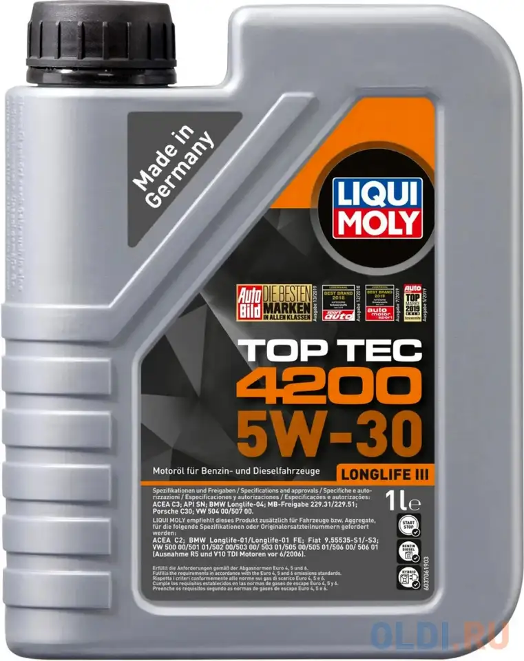 Нс-синтетическое моторное масло liquimoly top tec 4200 5w30 1 л, фотография 1