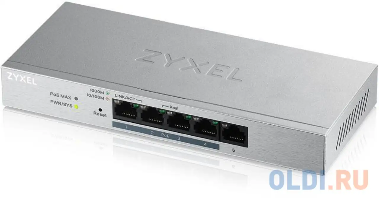 Коммутатор zyxel gs1200-5hpv2-eu0101f 5g 4poe+ 60w управляемый, фотография 1