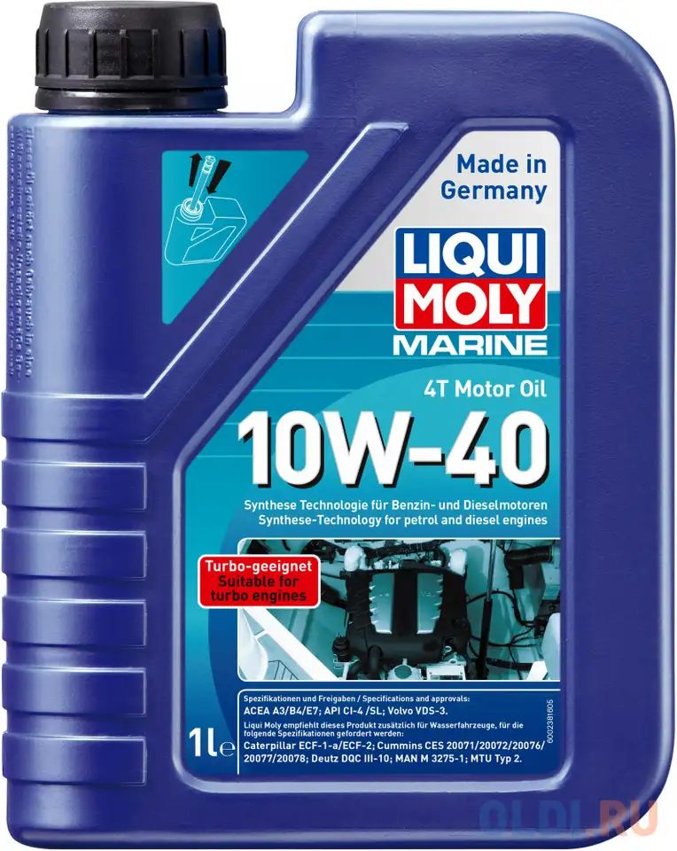 Нс-синтетическое моторное масло liquimoly marine 4t motor oil 10w40 1 л, фотография 1