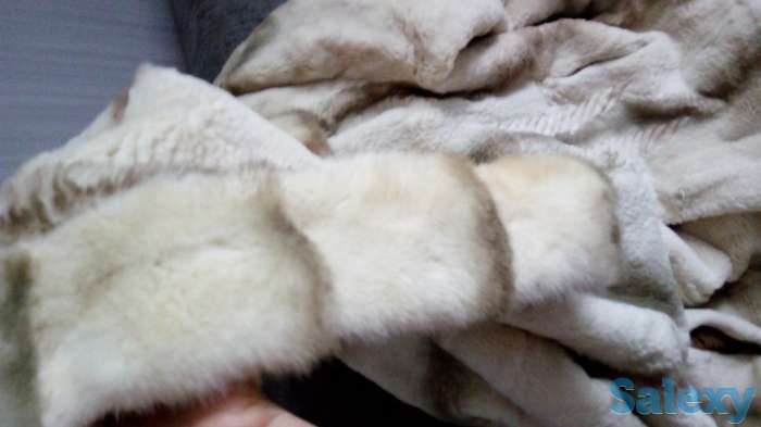 шуба бобер, белая 48-50 размер, теплая, капюшон норка, фотография 3