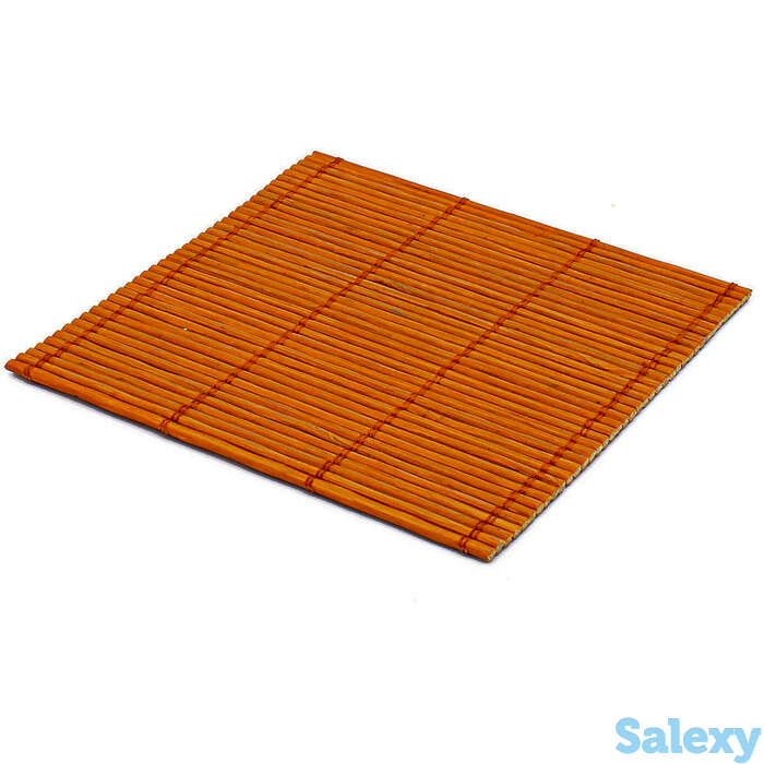 Набор чайных циновок (бамбук), оранжевые, 10 х 10 см, 5 шт/упак, фотография 1