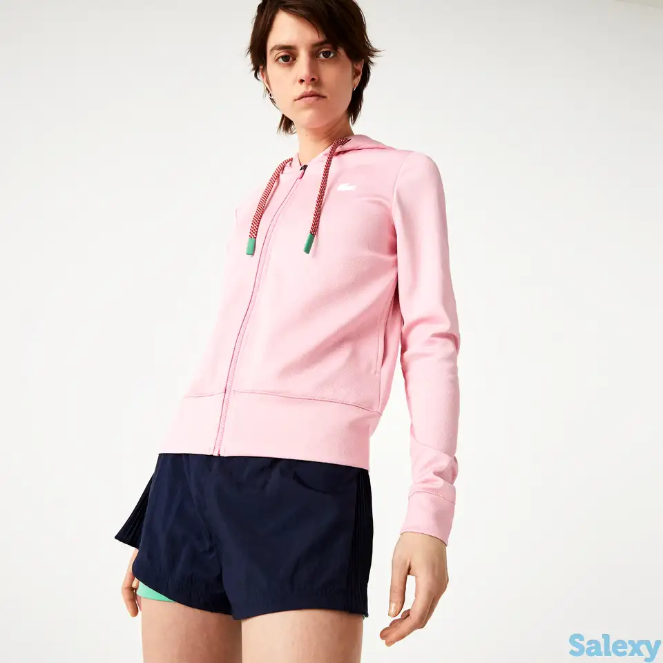 Женская куртка lacoste sport с капюшоном на молнии из жаккарда, фотография 1