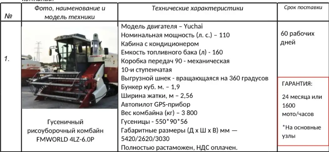 Срочно продается гусеничный рисоуборочный комбайн FM World 4LZ-6.0P, фотография 4