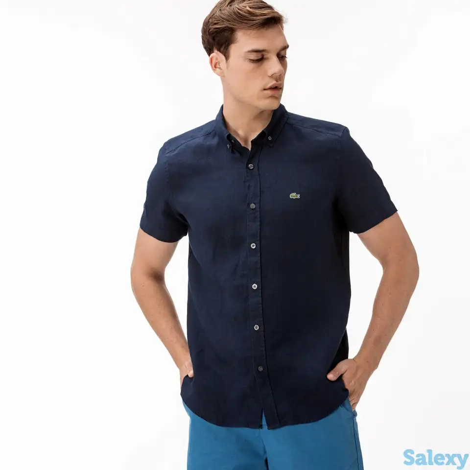 Мужская льняная рубашка lacoste slim fit, фотография 1