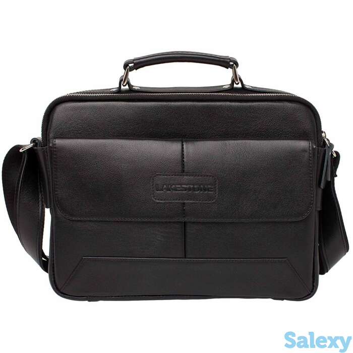 Кожаная мужская сумка мессенджер button black, фотография 1