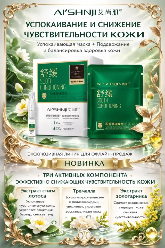 Тканевые маски для лица четыре вида  Стабилизирующее и  очищающее масло, фотография 2