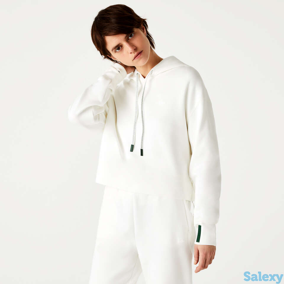 Женская укороченная толстовка lacoste с капюшоном из смеси хлопка, фотография 1