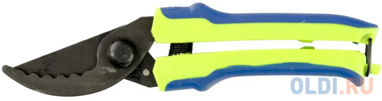 Секатор, 220 мм, возвр. пружина, оксид.покрытие, пласт. ручки, зубчатый (горизонт) россия//, фотография 1