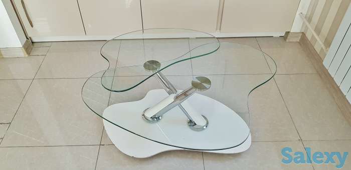 Продам журнальный столик стеклянный - оригинальный трасформер 2-х секционный, стиль модерн., фотография 2