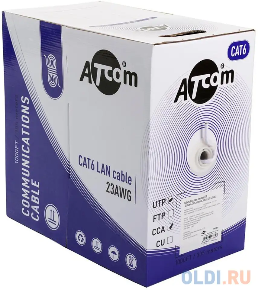 Кабель cat5e utp 305m copper at4377 atcom, фотография 1