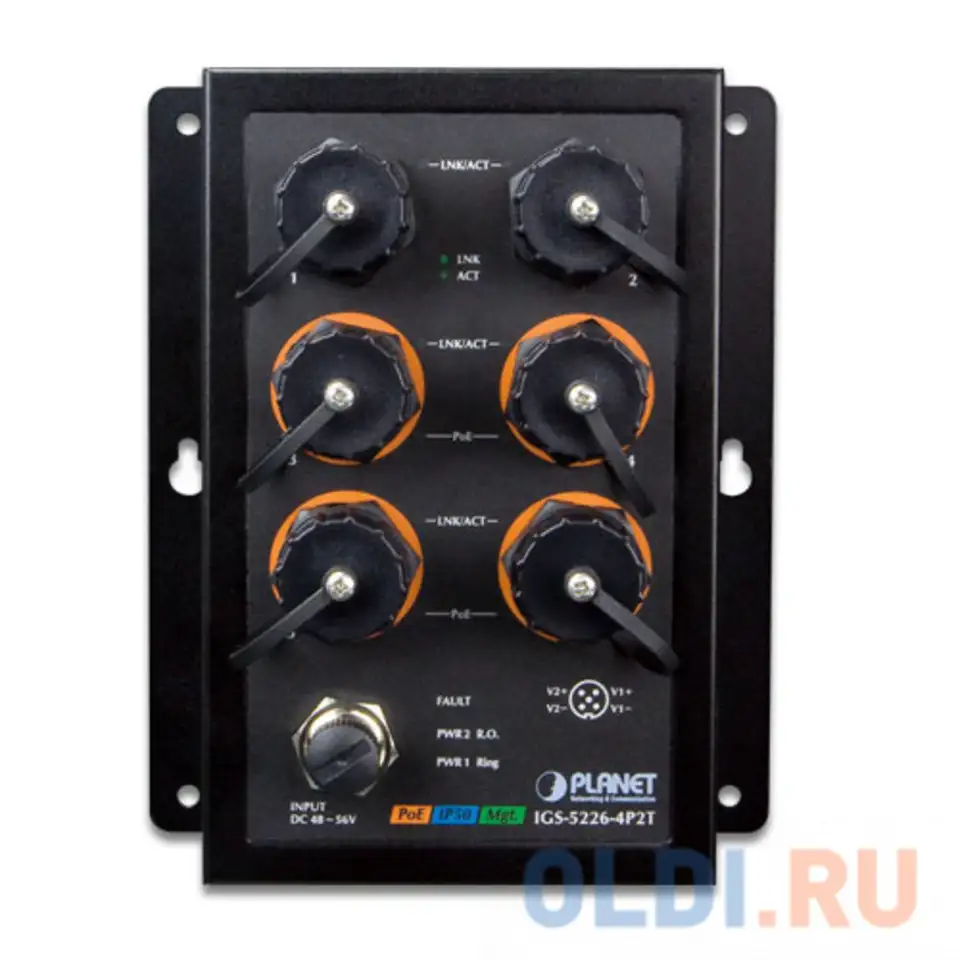 Planet ip50 industrial l2+ 4-port 10/100/1000t 802.3at poe + 2-port 10/100/1000t, фотография 1