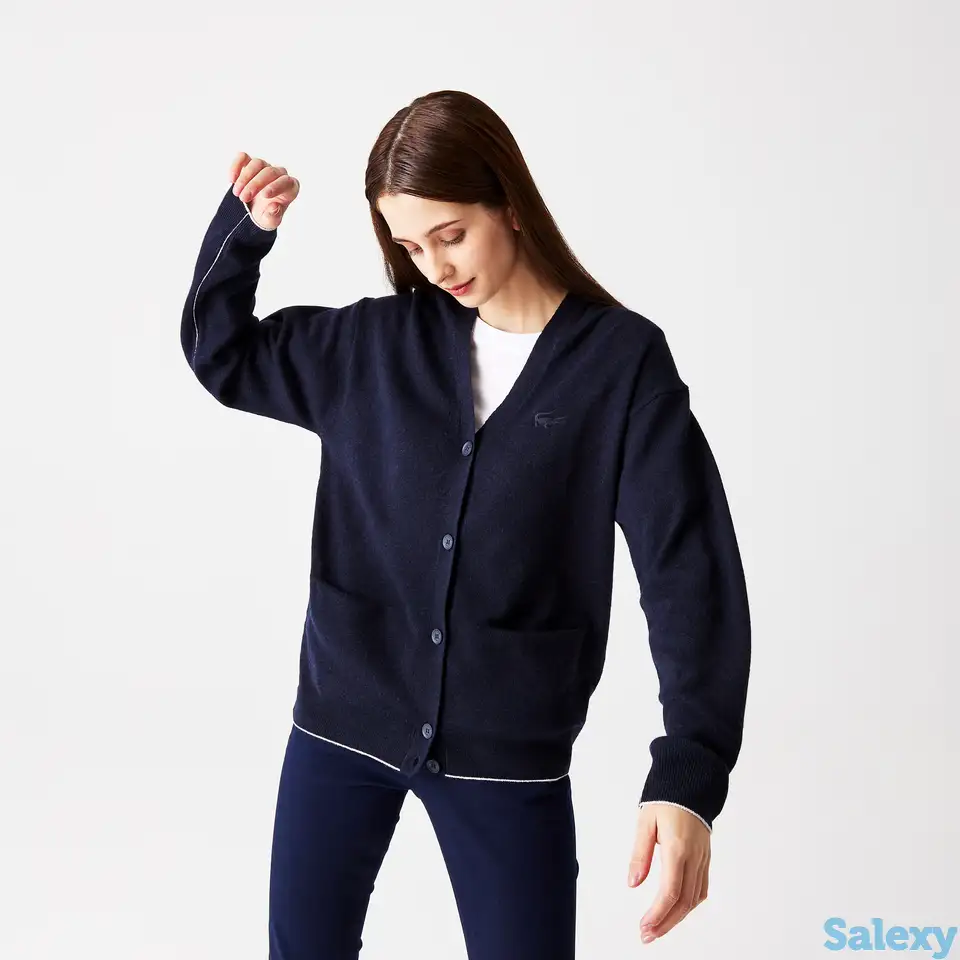 Женский шерстяной кардиган lacoste на пуговицах, фотография 1