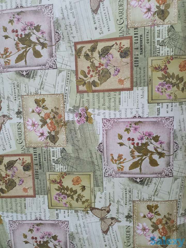 Красивая скатерть клеенка в стиле винтаж поле бабочки, качество, фотография 5