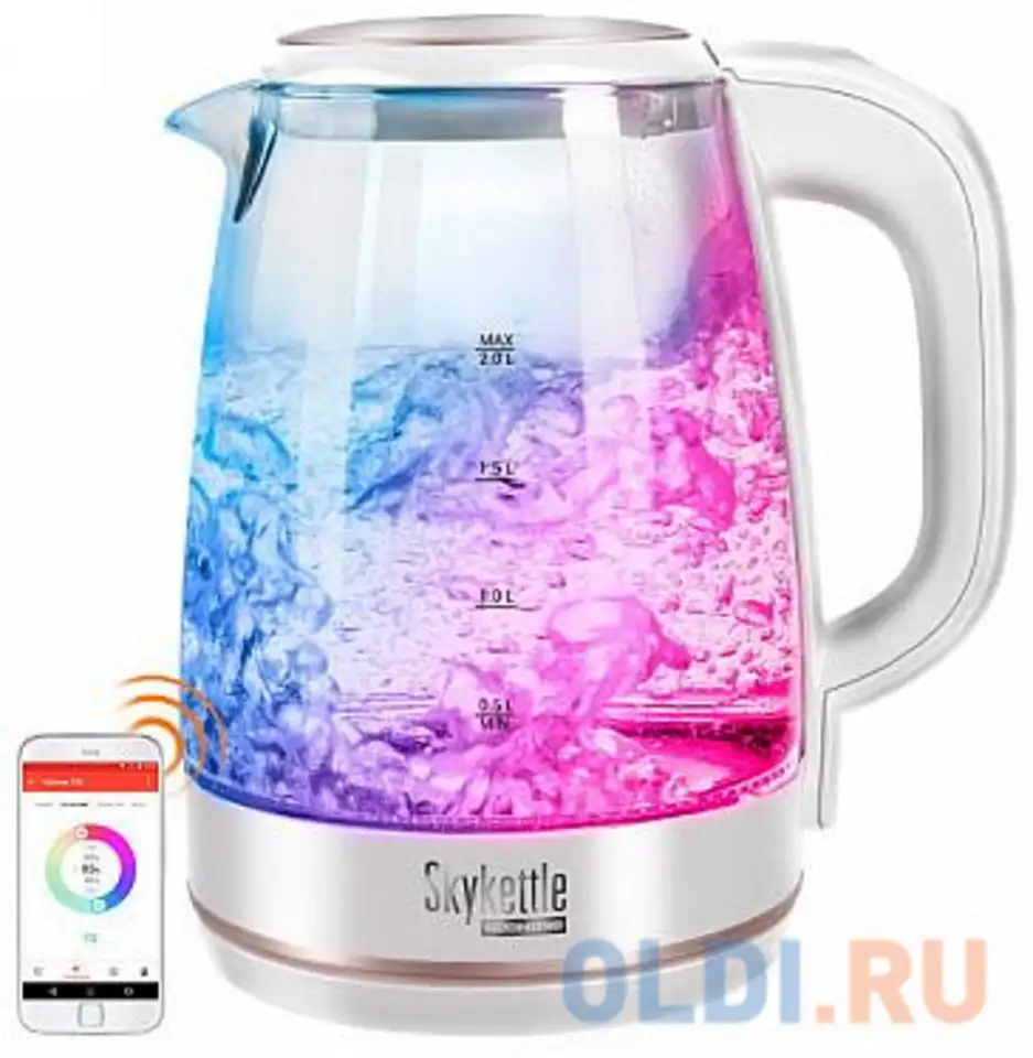 Чайник электрический redmond rk-g203s 2200 вт белый 1.7 л пластик, фотография 1