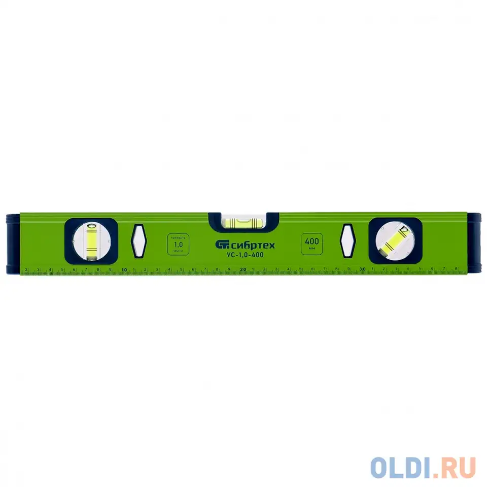 Уровень алюминиевый ус-1,0-400, фрезерованный, 3 глазка, 400 мм// сибртех, фотография 1