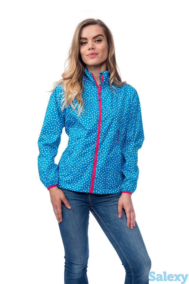 Ветровка женская непромокаемая мембранная  mac in a sac elle синяя в горошек, фотография 1