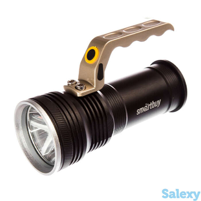 Аккумуляторный светодиодный фонарь smartbuy cree t6 10вт, металлический с ручкой, аккумулятором 2x18650, ip54, фотография 1