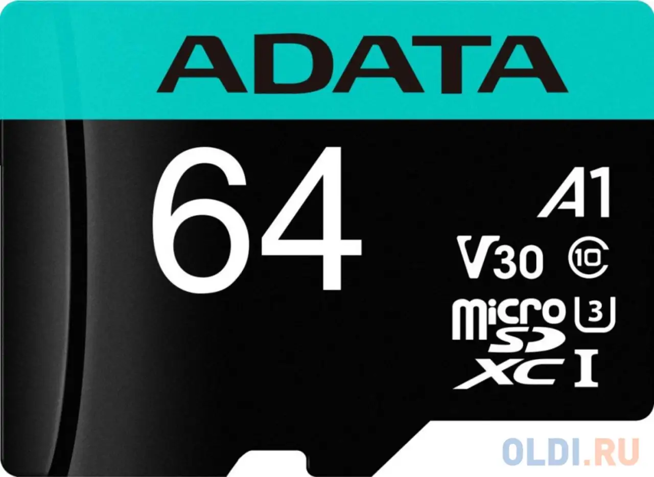Карта памяти micro sdxc 64gb w/adap. ausdx64gui3v30sa2-ra1 adata, фотография 1