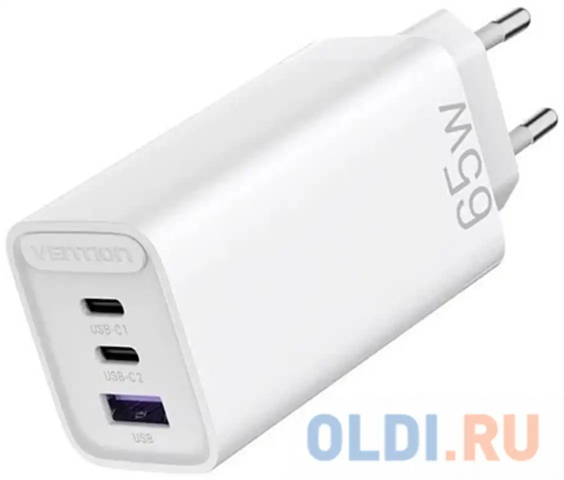 Зарядное устройство vention eu-plug 2.4а usb usb-c белый, фотография 1
