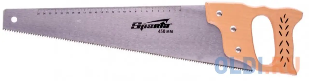 Ножовка по дереву, 450 мм, 7-8 трi, каленый зуб, линейка, деревянная, фотография 1