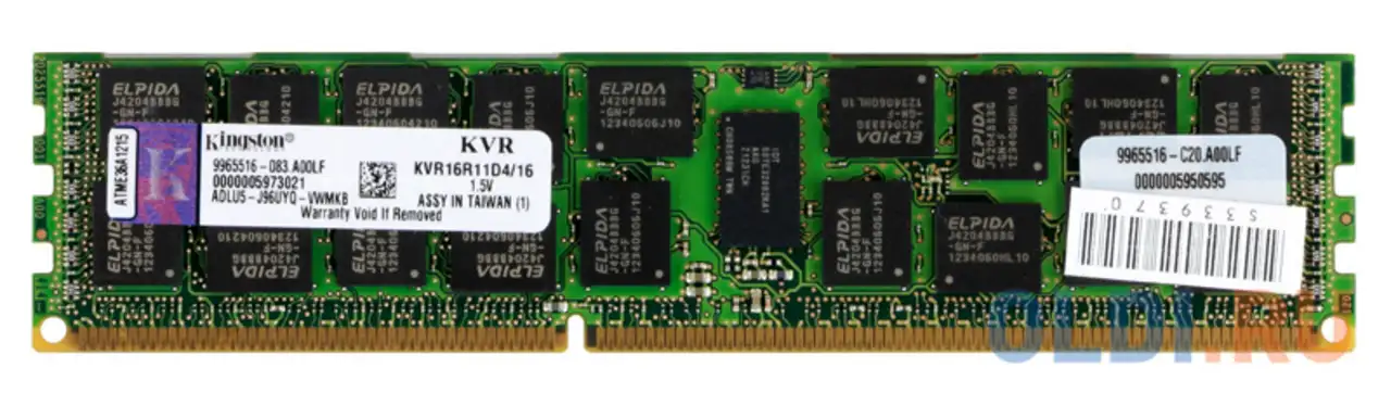 Оперативная память для компьютера kingston kvr16r11d4/16 dimm 16gb ddr3 1600mhz, фотография 1