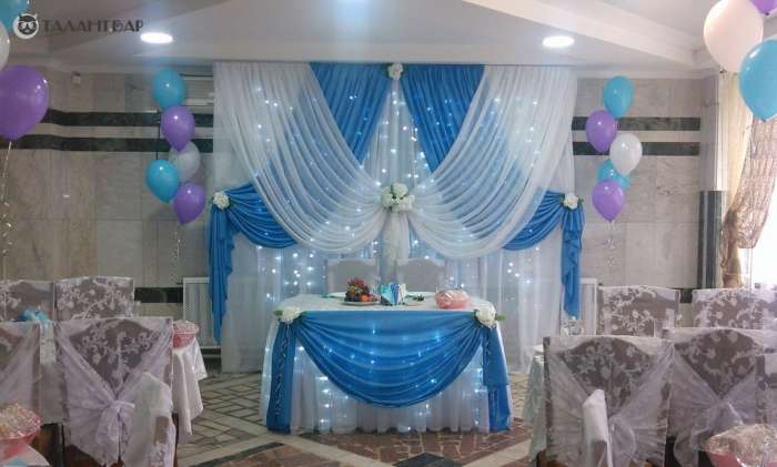 оформление, цветами, шарами, тканью., фотография 1