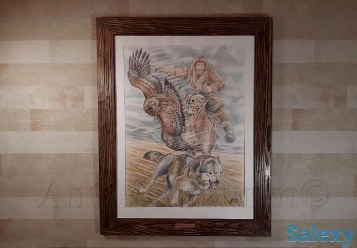 Картина «Старый беркутчи. Охота с беркутом на волка», фотография 2